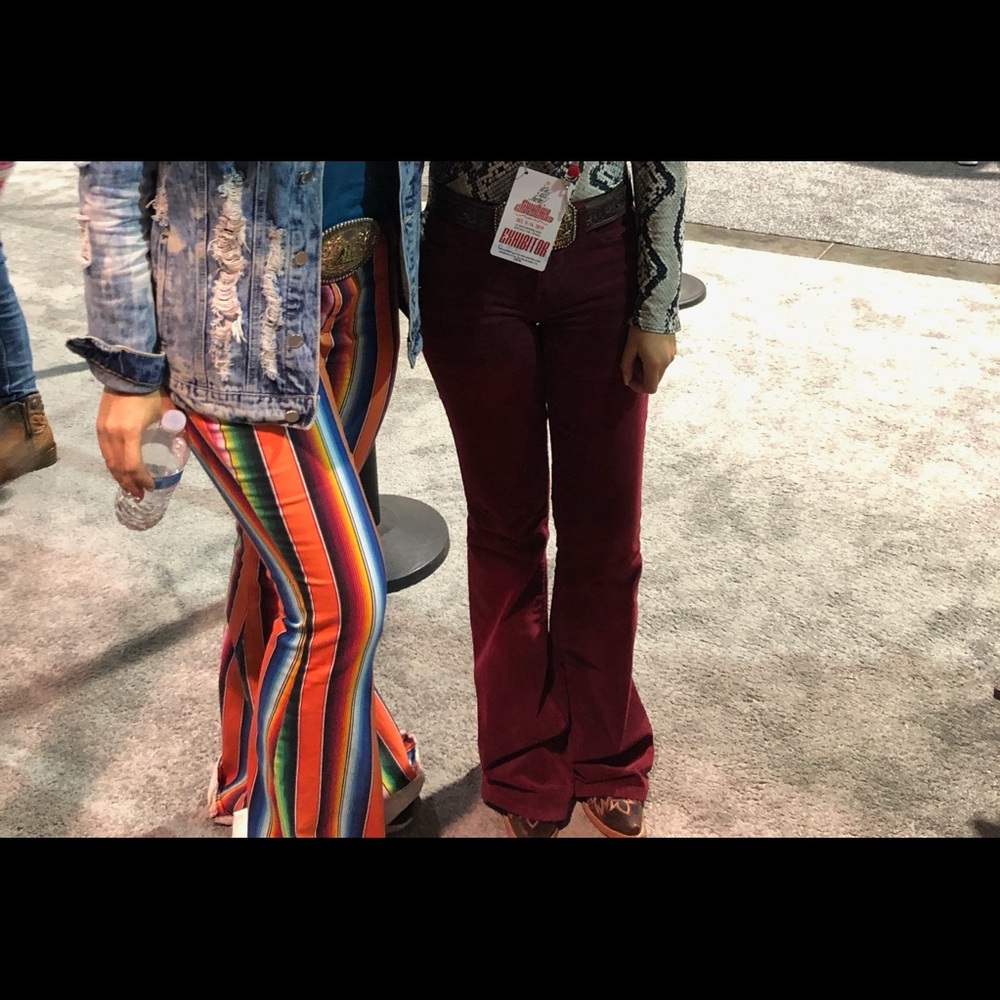 Burgundy corduroy flare pants